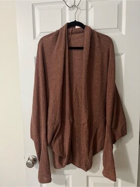 Open-Front Draped Cardigan in Rust Brown